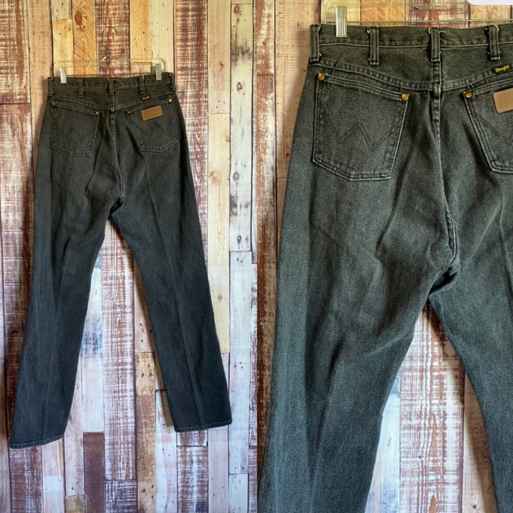 90s High Waisted Black/Gray Wrangler Western Jeans Size 33 x 33